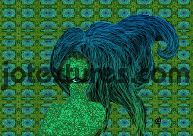 Product picture Blur Haired Green Girl abstract illustration portrait