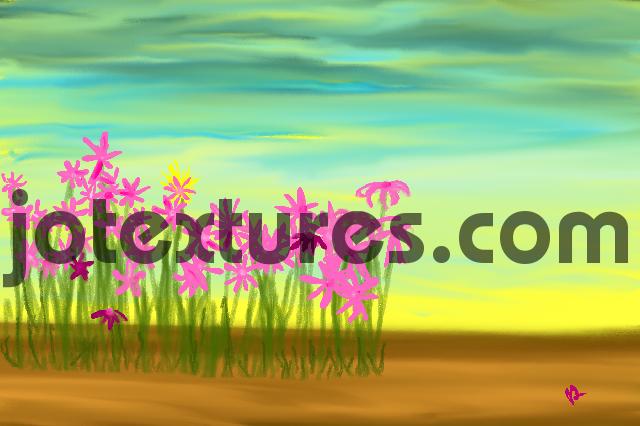 Product picture Flowers Lovely pink daisies folk art digital painting pictur
