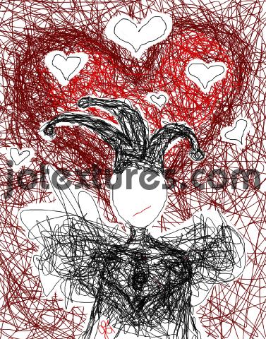 Product picture Hearts and a Joker pen and ink drawing picture art jotexture
