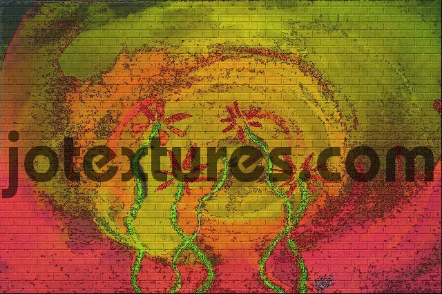 Product picture Textured Brick Wall Flowers wallpaper digital painting 