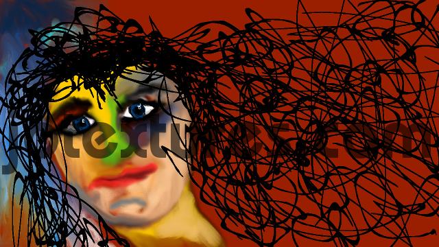 Product picture Rainbow woman colorful portrait illustration paint jotexture