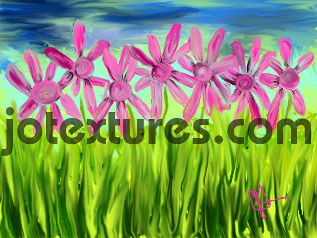 Product picture Sunny Field of pink daisies flowers spring sunshine